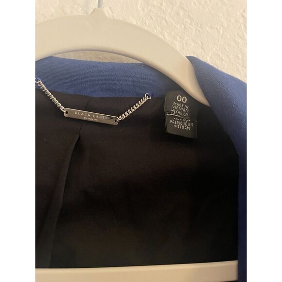 Chico’s Black Label Women’s Blazer 00 Purple Blue Open Front Textured Jacket - Picture 2 of 7